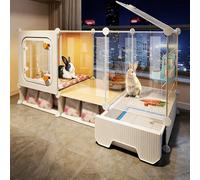 Clear Rabbit Cage, Indoor Rabbit Hutch with Slide-Out Tray & Storage Space, Guinea Pig Cages, for Small Animals(106x36x52CM)