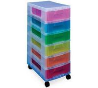 Clear Really Useful Drawer Unit With Six 7L Coloured Drawers
