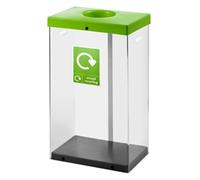 Clear Recycling Bin w Sticker 80L; Clear Body; Lime Green Lid; Plastic