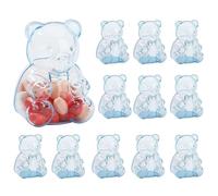 Clear Refillable Bear Jar - Twelve Piece Set, Cute Animal Shaped Container, Transparent Sweet Holder, Screw Top Serving Pot | Candy Storage Chocolate Display Party Favor Gift Wedding Dessert Table