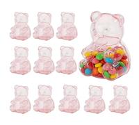 Clear Refillable Bear Jar - Twelve Piece Set, Cute Animal Shaped Container, Transparent Sweet Holder, Screw Top Serving Pot | Candy Storage Chocolate Display Party Favor Gift Wedding Dessert Table