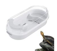 Clear Reptile Desktop Habitat with Sunbathing Ramp/Feeding Area | Turtle Aquarium, Multi-Zone Tank for Turtles, Galapagos, Hermitage Crabs