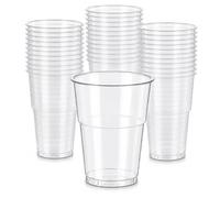 Clear Reusable Plastic Beer Cups 12oz Pack of 50 - Reusable Drinking Cups for Beer, Lager, Cider, Soft Drinks & Cocktails - Premium Crack Resistant PET Cups - Perfect for Parties, BBQs, Festivals