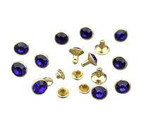 Clear Rhinestone Rivets, Crystal Rhinestone Rivets 8mm Multicolor Pack of 50 for DIY Crafts(Blue Rivets)