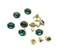 Clear Rhinestone Rivets, Crystal Rhinestone Rivets 8mm Multicolor Pack of 50 for DIY Crafts(Green Rivets)