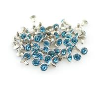 Clear Rhinestone Rivets, Crystal Rhinestone Rivets Stud 7mm Multicolor Copper 100 pcs(Lake Blue)