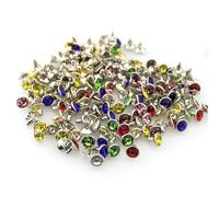 Clear Rhinestone Rivets, Crystal Rhinestone Rivets Stud 7mm Multicolor Copper 100 pcs(Mixed Colors)
