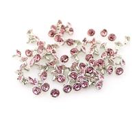 Clear Rhinestone Rivets, Crystal Rhinestone Rivets Stud 7mm Multicolor Copper 100 pcs(Pink)