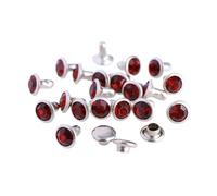 Clear Rhinestone Rivets, Rhinestone Rivets Stud Glass 6mm/8mm Multicolor Pack of 100 Sets for DIY Leather Crafts(Dark Siam,8mm)