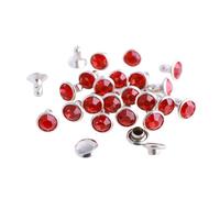 Clear Rhinestone Rivets, Rhinestone Rivets Stud Glass 6mm/8mm Multicolor Pack of 100 Sets for DIY Leather Crafts(Light Siam,8mm)