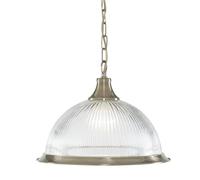 Boston American Diner Style Single Glass Ceiling Pendant Light In Antique Brass