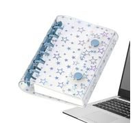 Clear Ring Binder Cover,A7 glitterstar budget planner notebook cover,Refillable Notebook Shell Case Protective Cover,Suitable for Use with Photo Albums,Diaries,Money Envelopes,Organizers,Fold