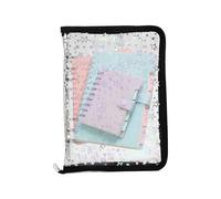 Clear Ring Binder Refillable,A5 Transparent Notebook Binder - Zipper Sticker Notebook for Cards Receipts Tickets Small Accessories Students Teachers Project Managers Students Office