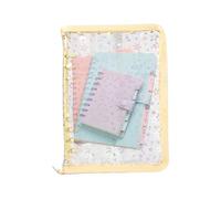 Clear Ring Binder, Refillable - PVC A5 Paper Folder for Documents, Notebook Case Protector | Notebook with Zipper Stickers for Cards, Receipts, Tickets, Small Accessories, Students
