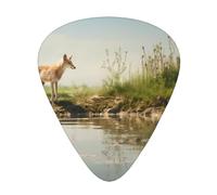 Clear River printed guitar picks, 12-piece set with thin, medium, and thick styles, comes with a storage case