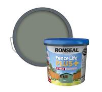 Clear Ronseal FENCELIFE Plus SAGE 5L | Water-based decorative coating for rough-sawn and planed timber, providing up to 5 years weather resistance.