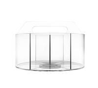 Clear Rotating Desk Organizer - Acrylic Marker Storage Carousel Compact Aesthetic Desk Holder Smooth Running Display Unit | Stylish Cosmetic Brush