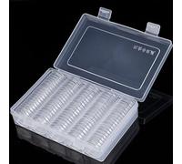 Clear Round Coin Holder Case Set with Gaskets and Storage Box for Coin Collectors