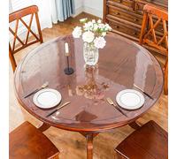 Clear Round Dining Table Protector Waterproof Plastic Tablecloth Cover,Vinyl Circle Table Top Protector for Coffee Table Dining Room Table (130cm)