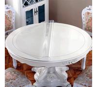 Clear Round PVC Tablecloth Protector - 3mm Thick Heat Resistant & Waterproof Wipeable Dining Table Mat - 115cm/44.85in Ideal for Carpet & Office Chair Protection