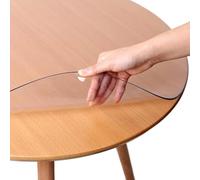 Clear Round Table Cover, Frosted Transparent Tables Protector, Clear Table Cover Protector 60° Bevel Design for a Variety of Activitie, Dinner, Picnic and Barbecue(Round40cm)