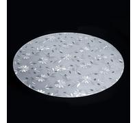 Clear Round Tablecloth 1.5mm Thick Waterproof PVC Table Protector Wipeable Desk Mat for Dining Room & Kitchen Floral Design 130cm Diameter
