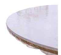 Clear Round Vinyl Fitted Tablecloth Waterproof Oilcloth Heavy Duty Elasticized Table Cover Elastic Edge Design Plastic Tablecloth Protector Best for 32"-36" Round