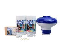 Clear & Safe 2Kg Of 20G Multi-Functional Chlorine Tablets + Floating Pool Dispenser + Testing Strips