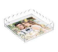 Clear Scalloped Acrylic Tray 23×23×6cm Decorative Jewelry Organizer Tray Desktop Cosmetic Display Holder with Drawer for Food Coffee Kitchen Table Countertop Bathroom Kitchen Apartment