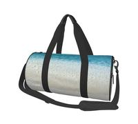 Clear Sea Water White Sand Beach Large Round Travel Duffle Bag, Full-Print Canvas Weekender with Padded Lining, Multiple Pockets,Detachable Shoulder Strap and Soft Leather Handles