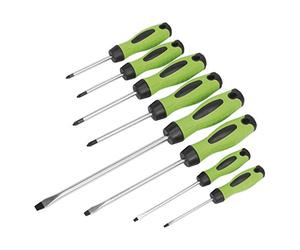 *Clear* Sealey HV001 - Hi-Viz Screwdriver Set 8pc Ergonomic Slotted Flat Phillips Pozi Head
