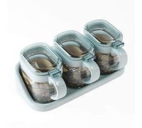 Clear Seasoning Box, Pieces Clear Seasoning Storage Container for Spice Salt Sugar Cruet,Condiment Jars with Spoons (Clear M), 3360053031