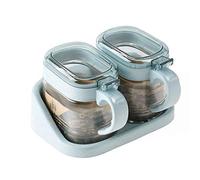 Clear Seasoning Box, Pieces Clear Seasoning Storage Container for Spice Salt Sugar Cruet,Condiment Jars with Spoons (B M), 3360053031, Clear, s