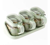Clear Seasoning Box, Pieces Clear Seasoning Storage Container for Spice Salt Sugar Cruet,Condiment Jars with Spoons (B M), 3360053031, b, m