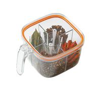 Clear Seasoning Container - Multi Grid Storage Box, Lid Included Organizer | Kitchen Condiment Jar Holder Set, Salt Pepper Powder Storage Solution For Home Cooking Pantry And Food Prep (6.7x5.3x3.6in)