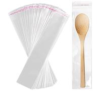 Clear Self-Adhesive Cellophane Bags, 100 Pcs - 25 x 5cm, Adhesive Closure - Ideal for Candy, Key Chain, Watch, Hairpin, Necklace