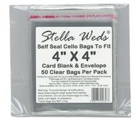 Clear Self Seal Bags To Fit 4x4 Card Blank & Envelope x 50 Per Pack - Cello Packing Bags, Cookies, Sweets, Gifts, Jewellery
