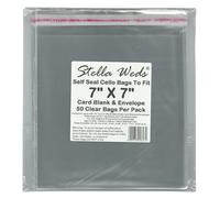 Clear Self Seal Bags To Fit 7x7 Card Blank & Envelope x 50 Per Pack - Cello Packing Bags, Cookies, Sweets, Gifts, Jewellery