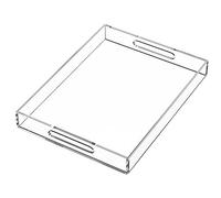 Clear Serving Tray 12x16 Inches/ 30x40 cm -Spill Proof- Acrylic Decorative Tray Organiser for Ottoman Coffee Table Countertop with Handles