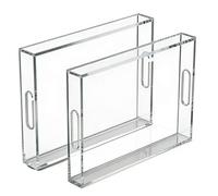 Clear Serving Tray 2 Pieces Clear 15.4x11.4x2inLarge Leakproof With Handles