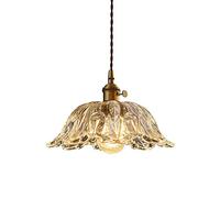 Clear Shade Brass Ceiling Hanging Lamp Pattern Glass Pendant Light Dining Table Light Fixture Chandelier, Kitchen Island Bedroom Bedside Suspended Lamps, E27 Socket Change for The Better