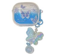Clear Shiny Butterfly Pattern Accessories Headphone Earphone Protective Cover Case for Lenovo Thinkplus LP40 Pro with Pendant