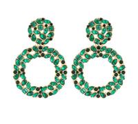 Clear Shiny Rhinestone Dangle Drop Earrings For Women Big Round Hollow Design Pendant Party, 19cm, Stone, Agate