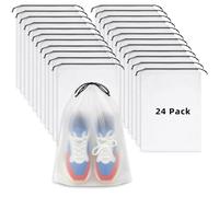 Clear Shoe Bags for Travel, Clear 24pcs, Plastic Drawstring Shoe Bags
