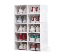 Clear Shoe Box Set - Stackable Plastic Storage Drawers for Shoes, Durable Polyethylene Shoe Organiser with Lid, Shoe Cabinet Solution for Space-Saving, Multipurpose White Storage Box