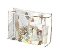 Clear Shopping Bag, Transparent Bag | Clear Shopping Bag - Waterproof Large Clear Bag, Clear Beach Bag, Clear PVC Tote Bag, Long Shoulder Strap, Practical, khaki, see description, See description