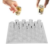 Clear Shot Glass Chess Set,10x10 Inch Glass Chess Board with 32PCS Cups Pieces,Drinking Shot Chess Set, Funny Chess Sets for Adults,for Game Nights, Drinking Games,Parties,Travel,Camping