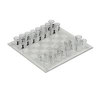 Clear Shot Glass Chess Set, 10x10 Inch Glass Chess Board with 32PCS Cups Pieces, Drinking Shot Set, Funny Sets for Adults, Kids