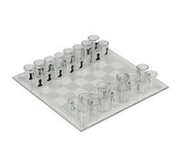 Clear Shot Glass Chess Set, 10x10 Inch Glass Chess Board with 32PCS Cups Pieces, Drinking Shot Set, Funny Sets for Adults, Kids Board