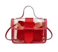 Clear Shoulder Bag, Handbag, Stadium Approved Concert Bag Made of Vegan for Women and Teen Girls, O Bag Bags, Women's Inner Pocket, red, One Size